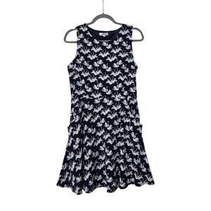 LA Soul Swan Print Sleeveless Fit & Flare Slouchy Pockets Mini Dress Size Medium